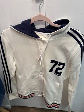 Adidas hoodie Cream Hoodie Jacket with Navy Accents - '72 Graphic size M